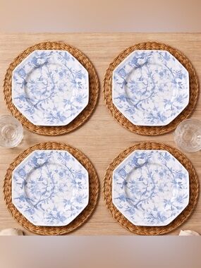 Grace’s Teaware Blue Floral Octagon side Plates - Set of 4